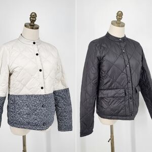 Lole Reversible Puffer Jacket Snap Up Black White Gray Pockets Size Small